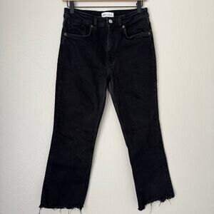 Zara Women's Black Straight Leg Jean Raw Hems Denim Pants Size 8 Bottoms Casual